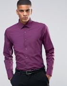 Number Eight Savile Row Skinny Smart Shirt With Point Collar - Red