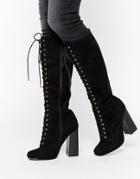 Truffle Collection Nia Lace Up Knee Boots - Black Mf