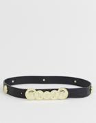 Asos Design Coin & Stud Waist And Hip Belt In Black And Gold