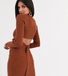 Asos Design Tall Rib Two-piece Sweater With Cross Back Detail-brown