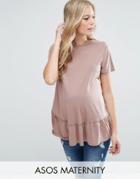 Asos Maternity Ruffle Hem T-shirt - Pink