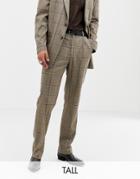 Collusion Tall Suit Pants In Brown Window Pane Check - Brown