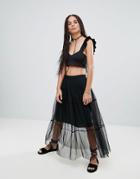 Noisy May Jade Sheer Layer Maxi Skirt - Black