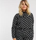 Verona Curve High Neck Long Sleeve Top In Polka Dot Two-piece