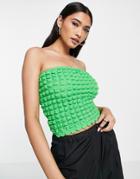 Topshop Textured Bandeau In Green