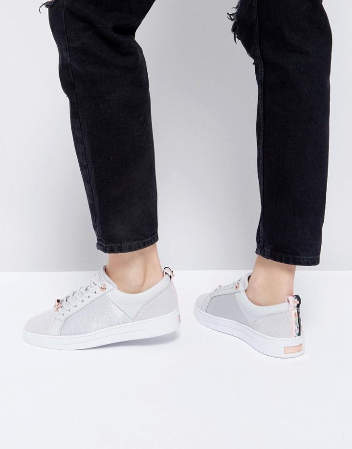 Ted Baker Kulei Light Gray Leather Sneakers - Gray