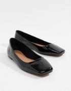 Asos Design Leaf Square Toe Ballet Flats-black