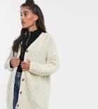 Reclaimed Vintage Inspired Oversized Cable Knit Cardigan-cream
