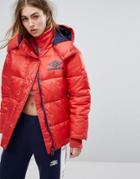 Umbro Padded Coat In High Shine Vinyl - Red