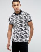 D-struct Palm Print Polo - Black