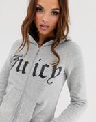 Juicy Couture Gothic Logo Zip Through Hoodie-gray