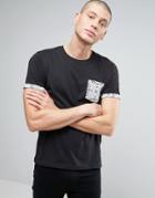 Brave Soul Skull Print Pocket T-shirt - Black