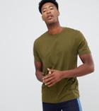 Asos Design Tall Relaxed Fit T-shirt With Crew Neck In Green