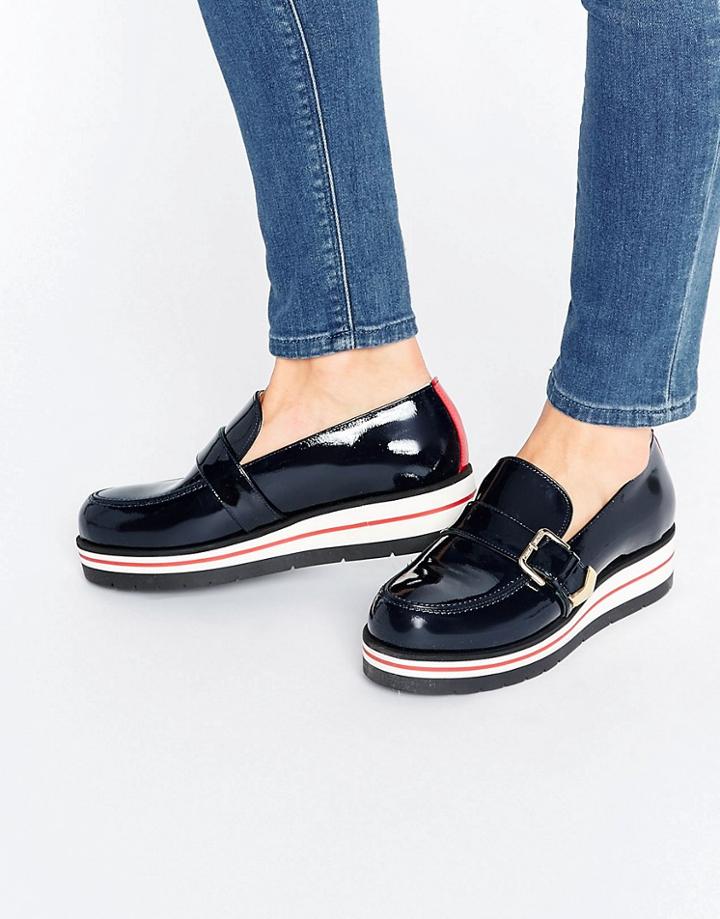 Tommy Hilfiger Tommyxgigi Leather Moccasin Flatform Shoes - Black
