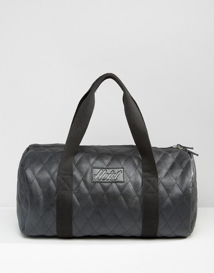 Heist Quilted Leather Look Duffle Bag - Black