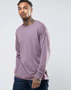 Asos Oversized Long Sleeve T-shirt In Purple - Purple