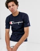 Champion Heritage Flock Script T-shirt In Navy