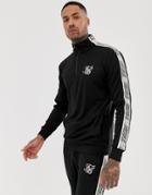 Siksilk Track Top In Black With Side Stripe