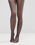 Asos Diamond Print Tights - Black