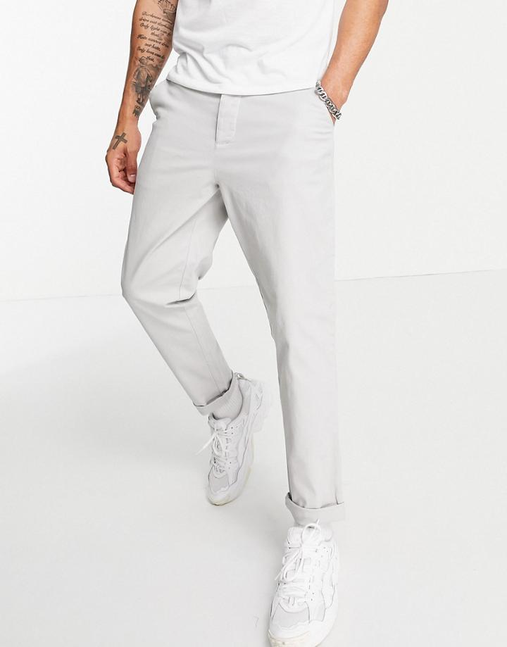 Asos Design Tapered Chinos In Light Gray-grey