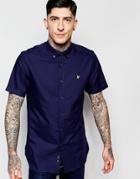 Lyle & Scott Oxford Shirt With Short Sleeves In Navy - Navy