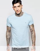 Farah T-shirt With F Logo In Slim Fit In Bluebell - Bluebell