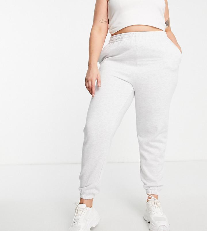 New Look Curve Cuffed Sweatpants In Light Gray