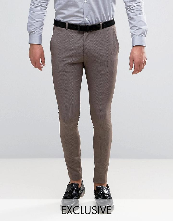 Heart & Dagger Super Skinny Mini Check Pant - Brown