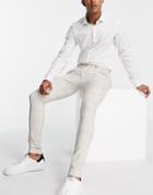 Asos Design Extreme Super Skinny Plaid Smart Pants-white