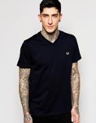 Fred Perry T-shirt With V Neck Laurel Wreath Logo - Navy