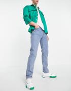 Topman Straight Jeans In Mid Wash-blues