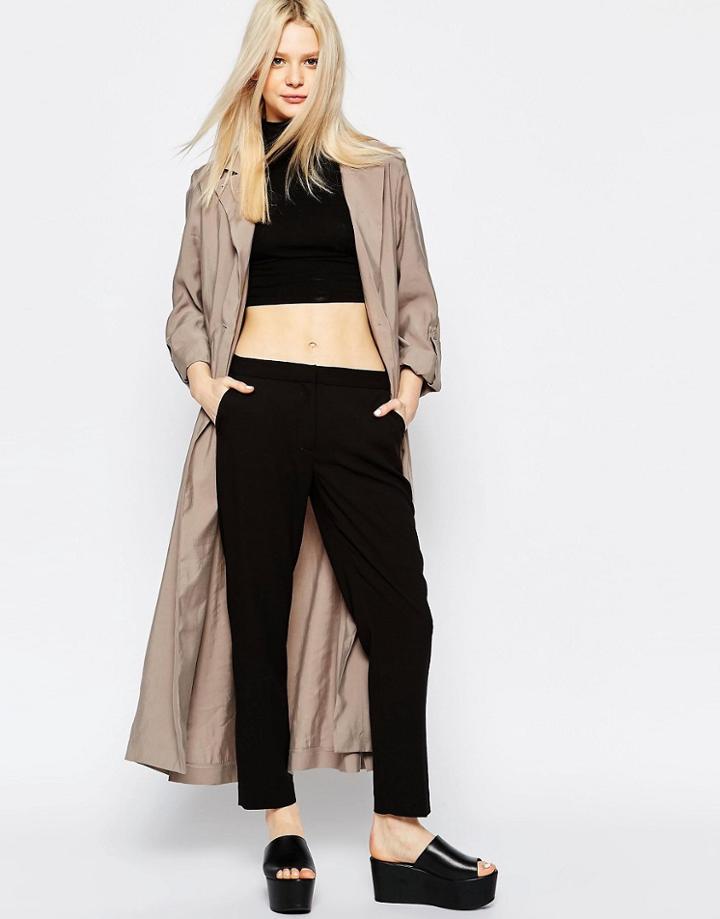 Monki Soft Trenchcoat - Mole Light
