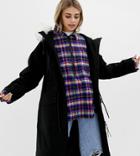 Collusion Longline Parka With Removable Faux Fur Hood-black