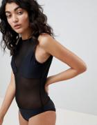 Jaded London Mesh Swimsuit - Black