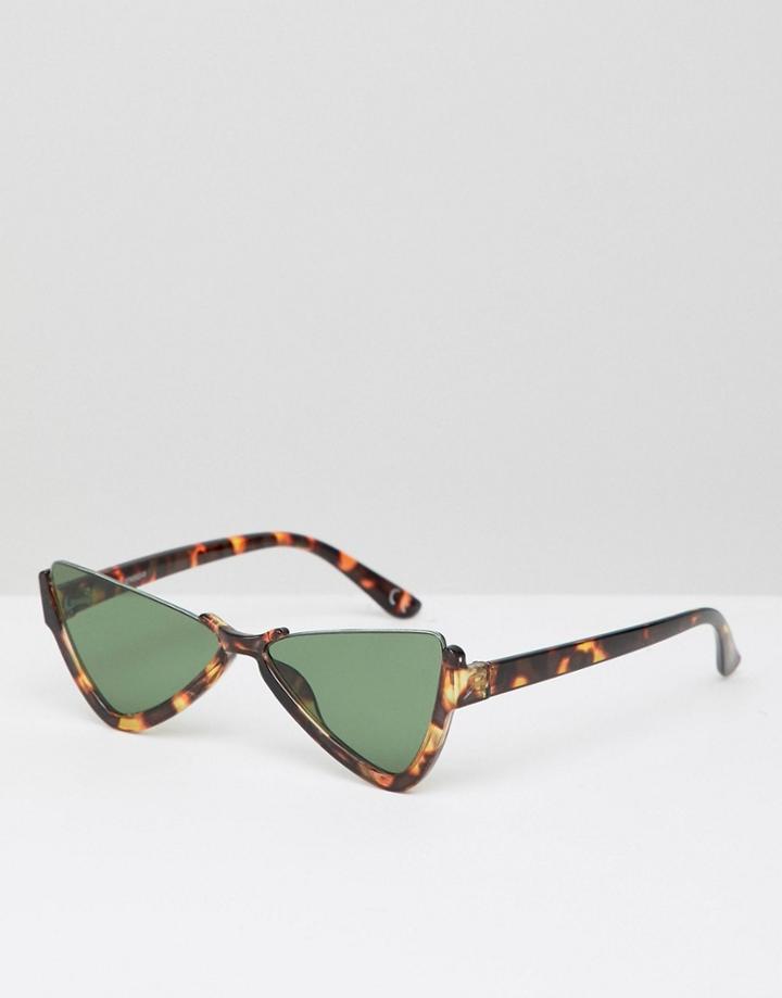 Asos Design Half Frame Plastic Butterfly Diamond Sunglasses - Black
