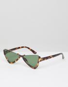 Asos Design Half Frame Plastic Butterfly Diamond Sunglasses - Black