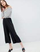 Asos Design Tailored Easy Elasticated Waist Soft Culottes-black