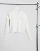Russell Athletic Fleece Cropped Sweatshirt In Cream-white