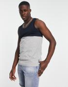 French Connection Color Block Tank Top In Navy And Light Gray