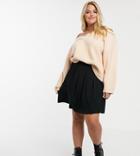 Asos Design Curve Mini Skirt With Box Pleats-black