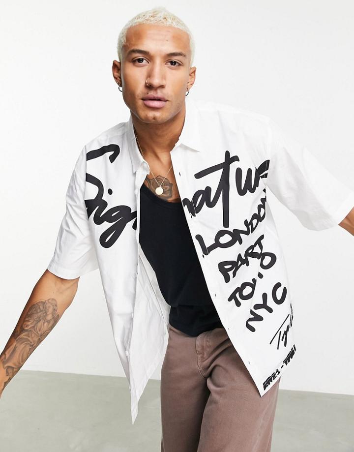 Topman Signature Text Print Shirt In White