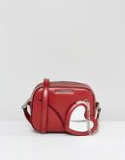 Love Moschino Cross Body Bag With Attached Heart Chain - Red