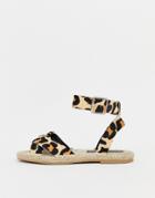 Asos Design Jiana Leopard Espadrille Sandals - Multi