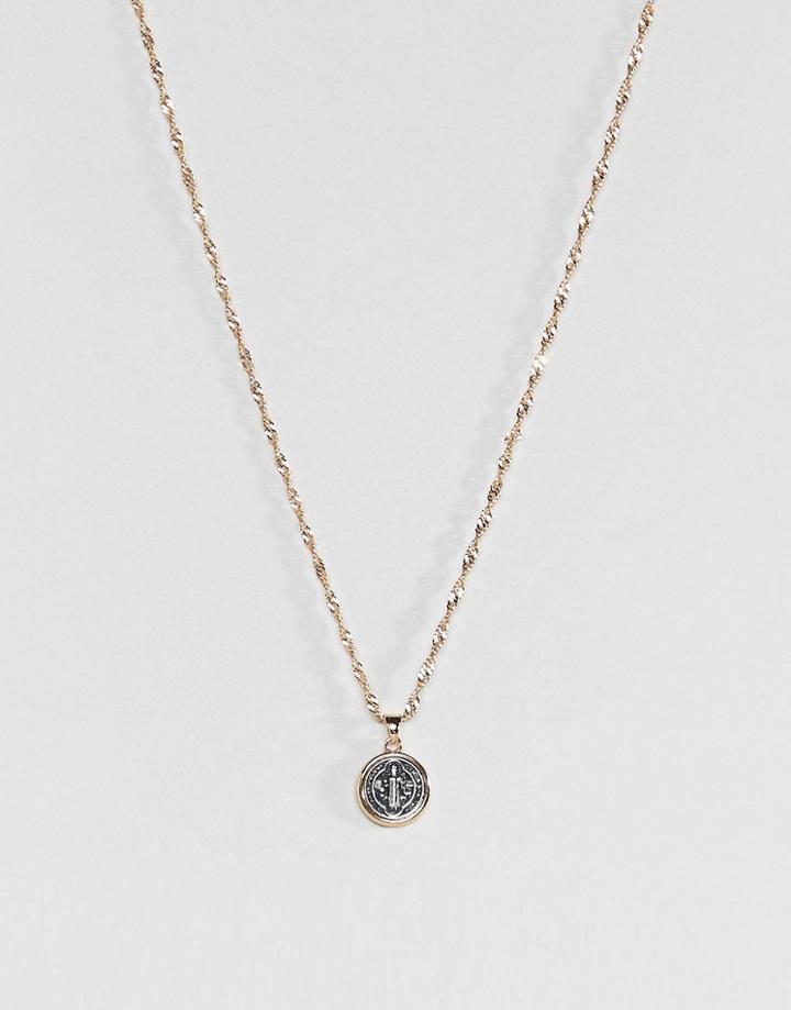 Asos Vintage Style Coin Charm Pendant Necklace - Multi