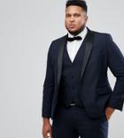 Harry Brown Plus Plain Black Slim Fit Tuxedo Suit Jacket - Navy