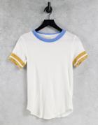 Free People Lets Do This Ringer T-shirt In Retro Stripe-blues