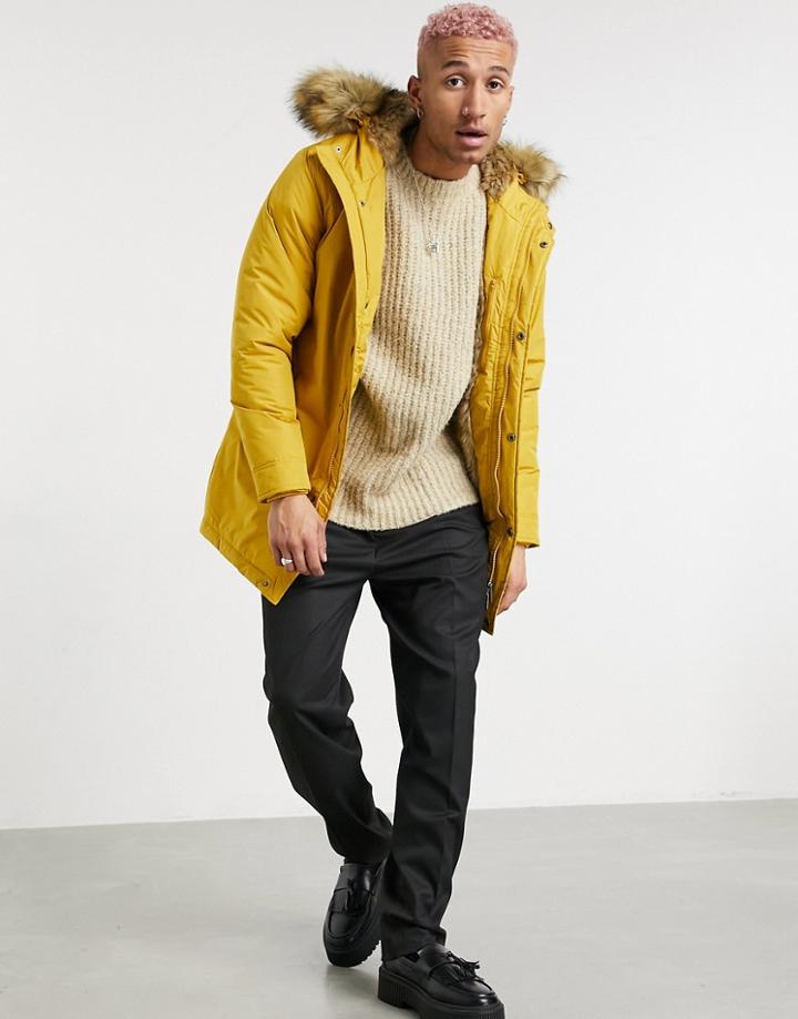 Devils Advocate Premium Faux Fur Parka Jacket-yellow