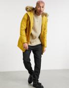 Devils Advocate Premium Faux Fur Parka Jacket-yellow