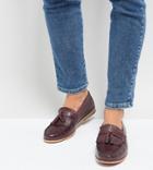 Silver Street Wide Fit Tassel Loafer In Burgundy Leather-red