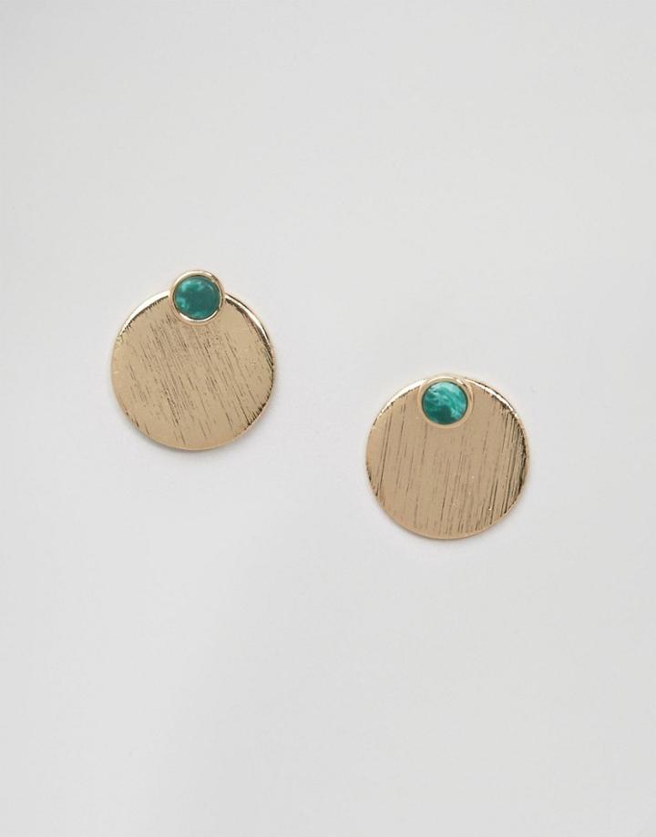 Nylon Disc Gem Swing Earrings - Gold